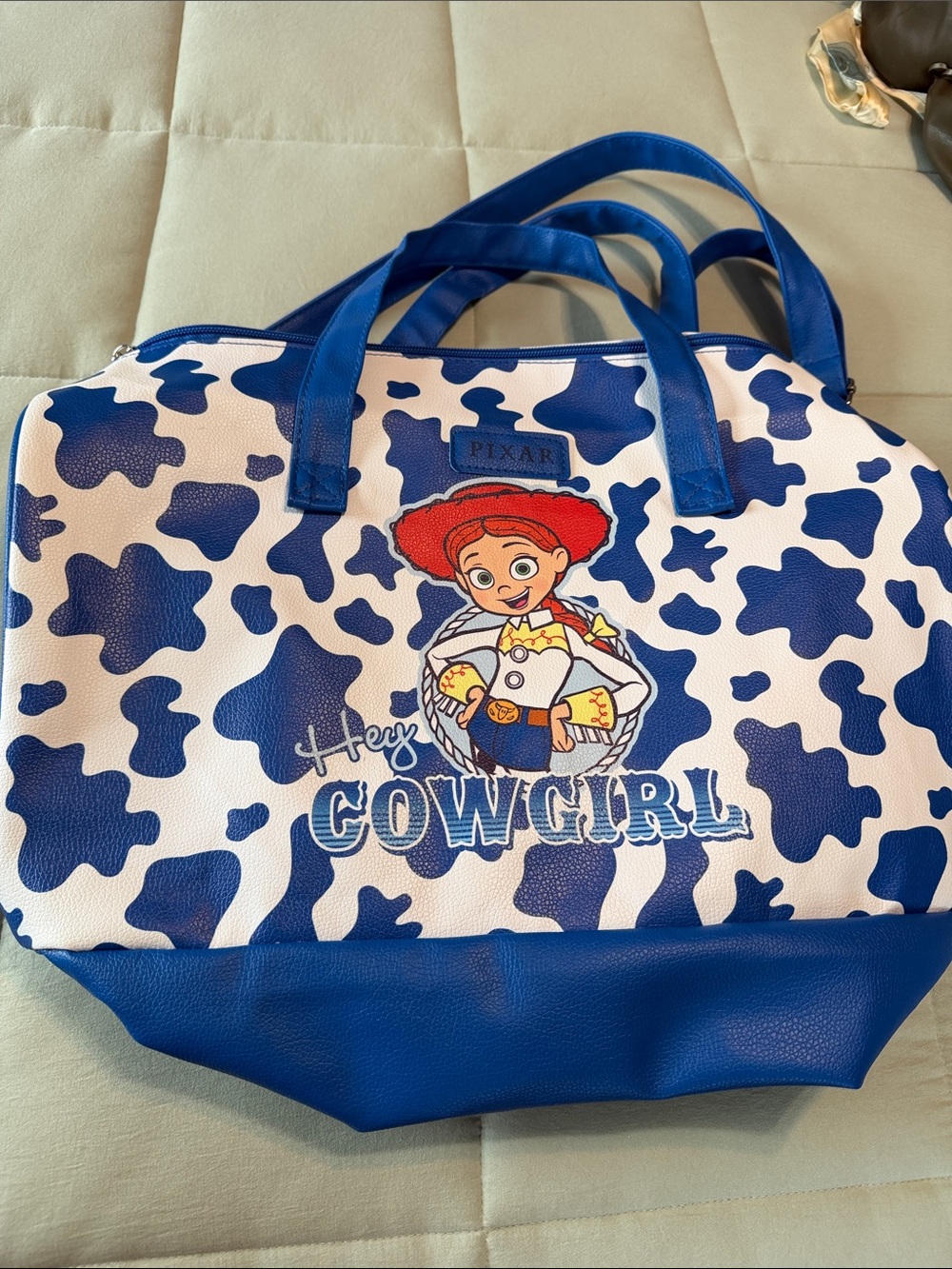 Disney Blue and White Jessie 'Hey Cowgirl' Travel Tote Bag
